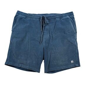Toes on the Nose Mens Corduroy Pull On Elastic Waist Drawstring Shorts XXL Blue